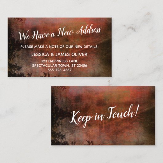 Rustグランジ新しいアドレスの配布資料カードを持っている 名刺 (正面/裏面)