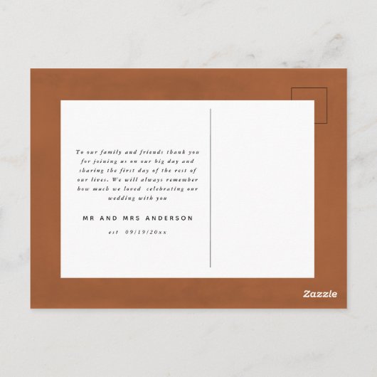 Rust絵を描スクリプ結婚ト写真サンキュー ポストカード (裏面)