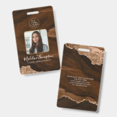 Rust金ゴールドAgate大理石ビジネスロゴ会社ID バッジ (正面＆裏面)