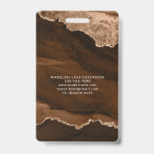 Rust金ゴールドAgate大理石ビジネスロゴ会社ID バッジ (裏面)