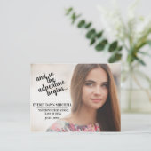 Rust (カスタマイズ可能な色)卒業パーティーの写真 ポストカード (スタンド正面)