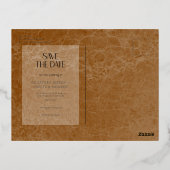 Rust モダン Marble Photo Wedding Save the Date 箔シーズンポストカード (裏面)