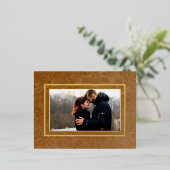 Rust モダン Marble Photo Wedding Save the Date 箔シーズンポストカード (立ち正面)