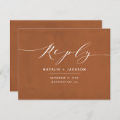 Rust +白のエレガントな結婚式の返信 (正面/裏面)