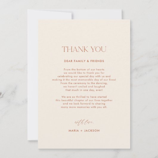 Rust 自然 Desert Photoの結婚サンキューカード サンキューカード (裏面)