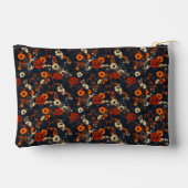 Rust and Orange on Blue Ditsy Country Floral アクセサリーポーチ (裏面)