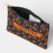 Rust and Orange on Blue Ditsy Country Floral アクセサリーポーチ (見開き)