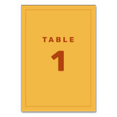 Rust and Yellow Wes Andersonテーインスパイアブル番号 テーブルナンバー (正面)