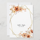 Rust Beigeフローラ金ゴールド結婚フレーム 招待状 (裏面)
