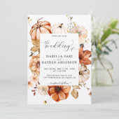 Rust Beige秋オールインワンQRコードライト結婚 招待状 (スタンド正面)