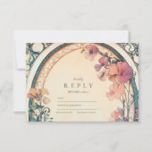 Rust Blue Bloom ウェディング 出欠カード (正面)