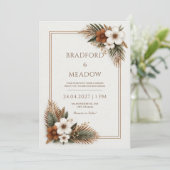 Rust Bronzed Palm Earthy Botanical Frame Wedding 招待状 (スタンド正面)