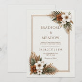 Rust Bronzed Palm Earthy Botanical Frame Wedding 招待状 (正面/裏面)