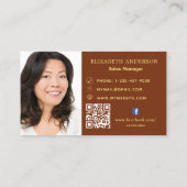 Rust brownロゴ写真Qrコードソーシャルメディア 名刺 (裏面)