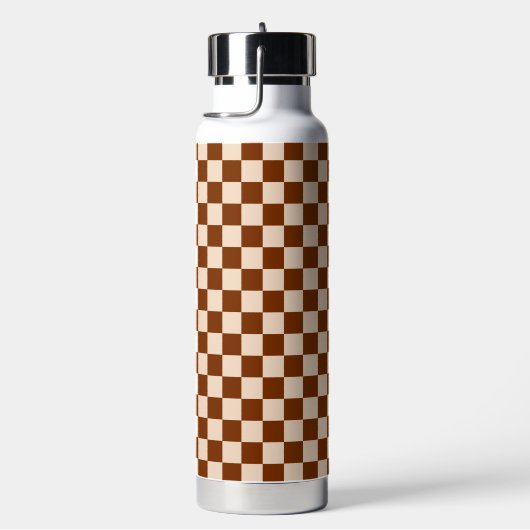 Rust brown and beige checkerboard pattern ウォーターボトル (右面)