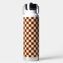 Rust brown and beige checkerboard pattern ウォーターボトル