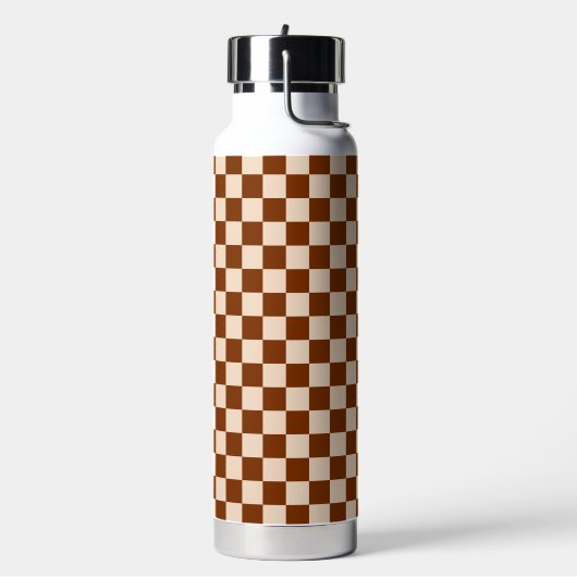 Rust brown and beige checkerboard pattern ウォーターボトル (左面)
