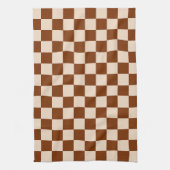 Rust brown and beige checkerboard pattern キッチンタオル (縦)