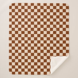 Rust brown and beige checkerboard pattern シェルパブランケット