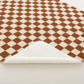 Rust brown and beige checkerboard pattern シェルパブランケット (3/4)