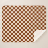 Rust brown and beige checkerboard pattern シェルパブランケット (正面(横))