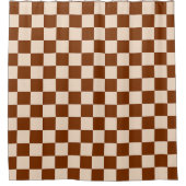 Rust brown and beige checkerboard pattern シャワーカーテン (正面)