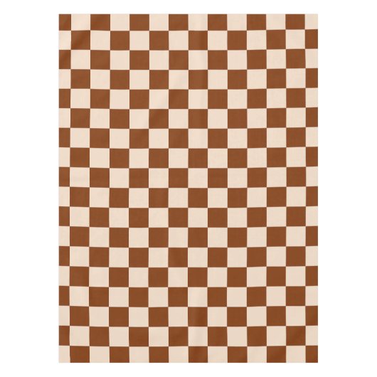 Rust brown and beige checkerboard pattern テーブルクロス (正面)