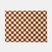 Rust brown and beige checkerboard pattern ドアマット (正面)