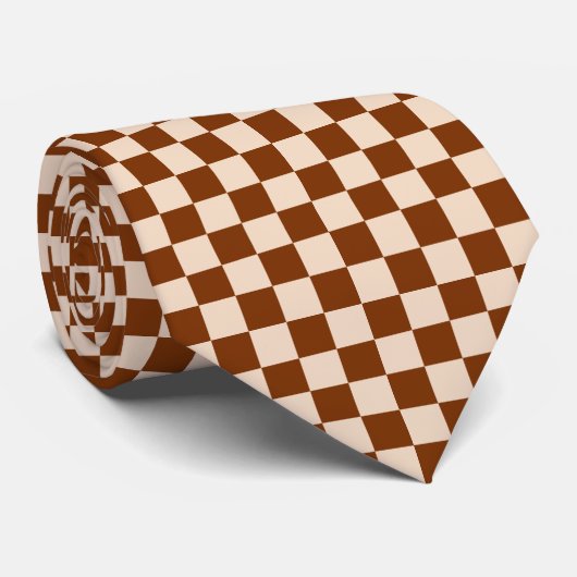 Rust brown and beige checkerboard pattern ネクタイ (ロール)