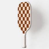 Rust brown and beige checkerboard pattern ピックルボールラケット (左)