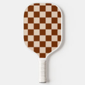 Rust brown and beige checkerboard pattern ピックルボールラケット (正面)