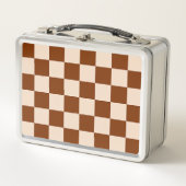 Rust brown and beige checkerboard pattern メタルランチボックス (正面)