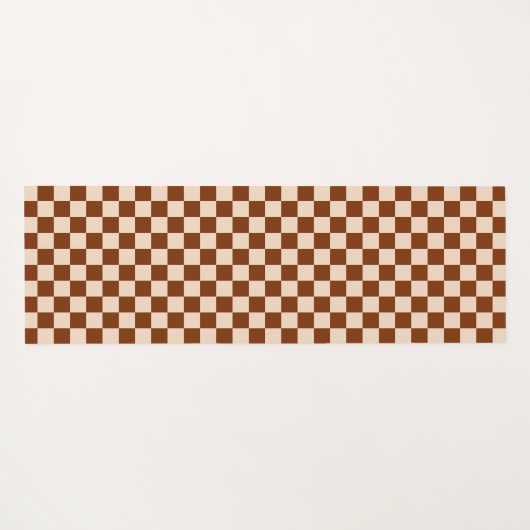 Rust brown and beige checkerboard pattern ヨガマット (裏面(横))