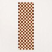 Rust brown and beige checkerboard pattern ヨガマット (正面)