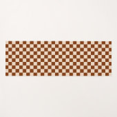 Rust brown and beige checkerboard pattern ヨガマット (正面(横))