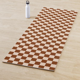 Rust brown and beige checkerboard pattern ヨガマット