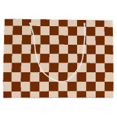 Rust brown and beige checkerboard pattern ラージペーパーバッグ (裏面)