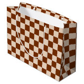 Rust brown and beige checkerboard pattern ラージペーパーバッグ (裏面アングル)