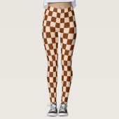 Rust brown and beige checkerboard pattern レギンス (正面)