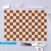 Rust brown and beige checkerboard pattern 薄葉紙 (クラフト)