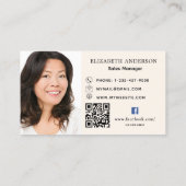 Rust brown beigeロゴ写真QrコードSNS 名刺 (裏面)