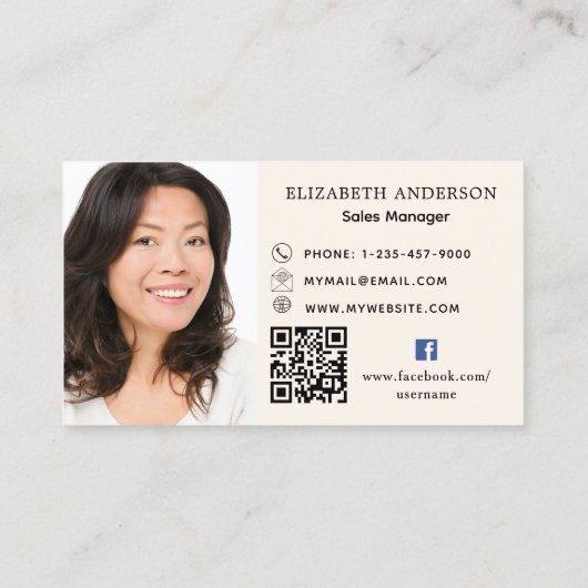 Rust brown beigeロゴ写真QrコードSNS 名刺 (裏面)