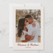 Rust Brown Boho Minimalist写真結婚の 招待状 (正面)