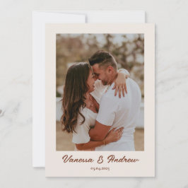 Rust Brown Boho Minimalist写真結婚の 招待状