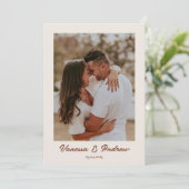 Rust Brown Boho Minimalist写真結婚の 招待状 (スタンド正面)