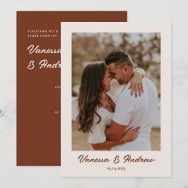 Rust Brown Boho Minimalist写真結婚の 招待状