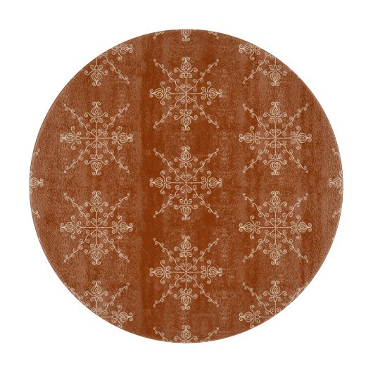 Rust Brown Indian Boho Line Art Symmetry Pattern カッティングボード (正面)