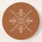 Rust Brown Indian Boho Line Art Symmetry Pattern コースター (正面)