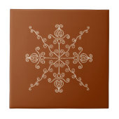 Rust Brown Indian Boho Line Art Symmetry Pattern タイル (正面)