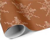 Rust Brown Indian Boho Line Art Symmetry Pattern ラッピングペーパー (ロールコーナー)